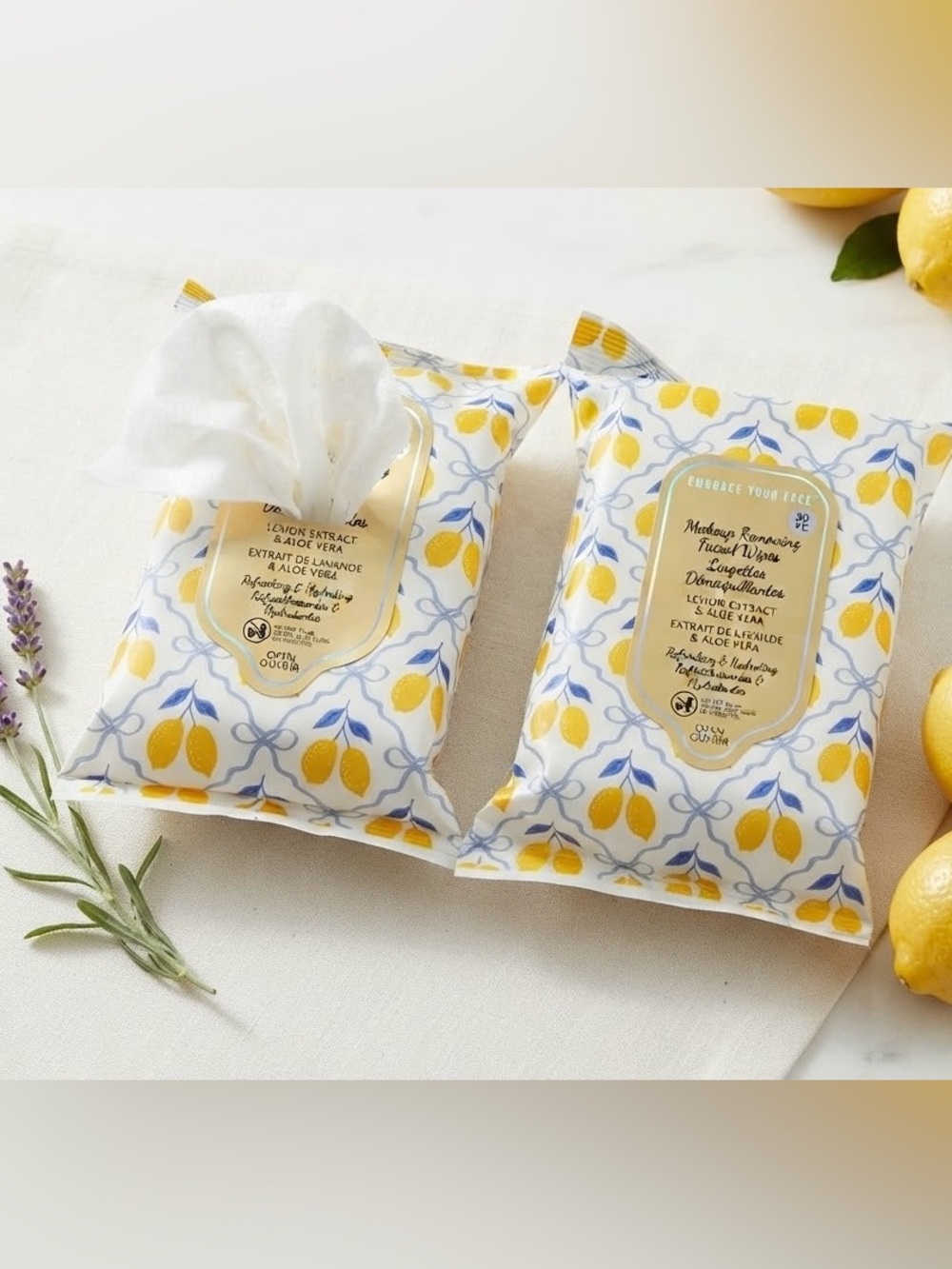 Embrace Your Face Lemon & Aloe Vera Makeup Removing Facial Wipes โ 30 Pack (Lot